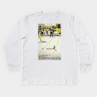 Wonderful Copenhagen - Vintage Travel Poster Kids Long Sleeve T-Shirt